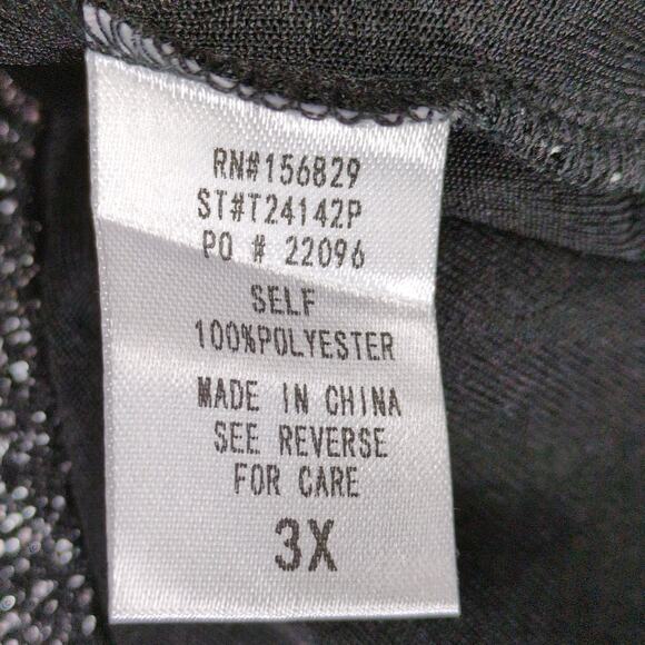 White Birch Women's Plus 3X Black Metallic Silver Button Up Shirt Drop Shoulder - Picture 5 of 6